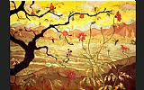 Tree Canvas Paintings - Ranson Apple Tree with Red Fruit